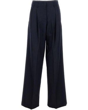 Golden Goose Cropped Trousers With Pinstripe Pattern - Blue