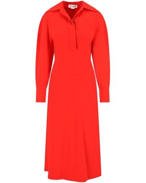 Victoria Beckham Shirt Midi Dress - Red