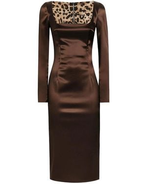 Dolce & Gabbana Dolce&Gabbana Stretch Satin Dress - Brown