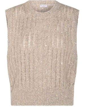 Brunello Cucinelli Sequin Waistcoat - Natural