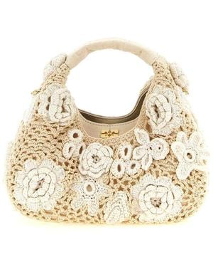 Ganni Mini Hobo Crochet' Handbag - Metallic