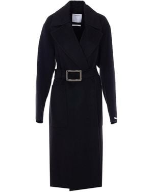Sportmax Cose Coat With Belt On Waist - Blue