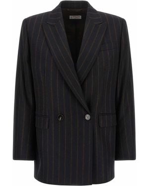 Alberto Biani Pinstripe Flannel Blazer - Black