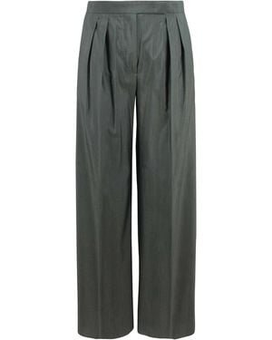Max Mara Wide-Leg Tailored Wool And Silk Pants - Gray