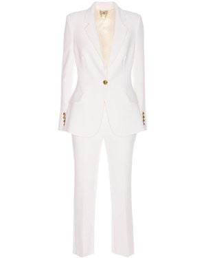 Elisabetta Franchi Single-Breasted Crepe Suit - White
