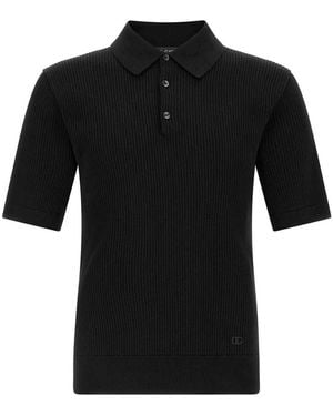 Dolce & Gabbana Micro-Ribbed Polo Shirt - Black