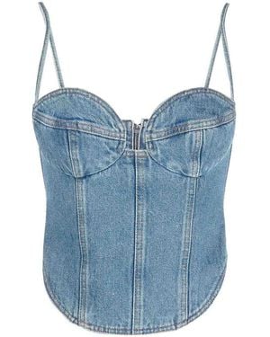 Magda Butrym Double Stitched Denim Corset Top - Blue