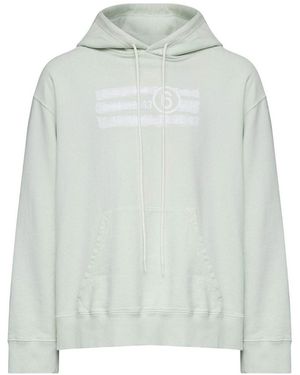 MM6 by Maison Martin Margiela Sweatshirt With Numerical Graphics And Hood - Gray
