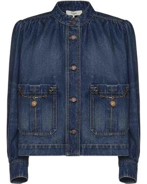 Chloé Ruffled Denim Jacket - Blue