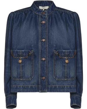 Chloé Ruffled Denim Jacket - Blue