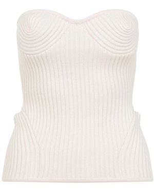 Jean Paul Gaultier Merino Wool Ribbed Stretch Corset - White