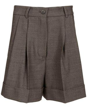 P.A.R.O.S.H. Wool Blend Pleated Shorts - Grey