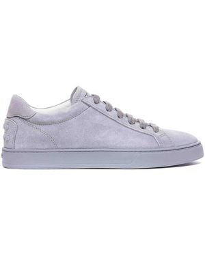 Tod's Low-Top Suede Calfskin Trainers With Heel Gommini - White
