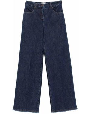 Via Masini 80 Cotton Wide-Leg Trousers - Blue
