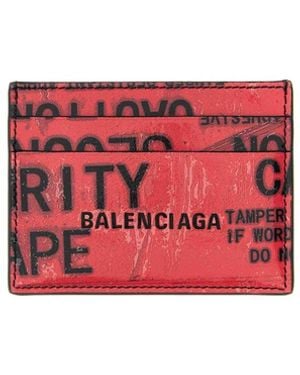 Balenciaga Tape Type Card Holder - Red