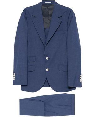 Brunello Cucinelli Single-Breasted Suit With Peak Lapels - Blue