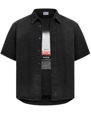 Balenciaga Short-Sleeve Hybrid Shirt - Black