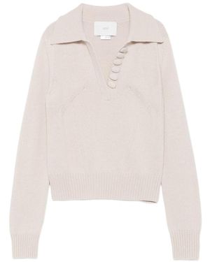Vanisé Milena Stucco Wool And Cashmere Polo Jumper - White