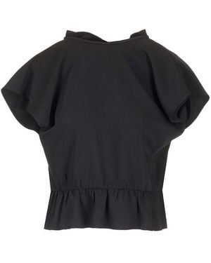 MM6 by Maison Martin Margiela Cropped Top With Cap Sleeves - Black