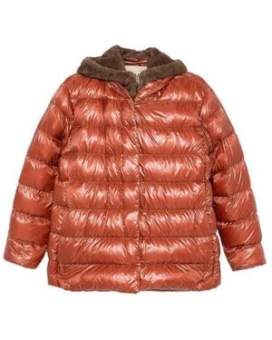 Herno Short Brick Hooded Down Jacket - Red