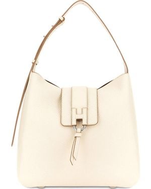 Hogan Leather Hobo Bag - Natural