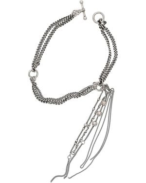 Ann Demeulemeester Malvi Choker With Long Chains And Pearls - White