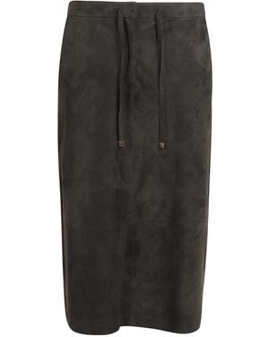 Max Mara Suede Longuette Skirt - Black