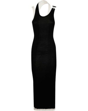 Jean Paul Gaultier Cotton Ribbed Twisted Double Layer Dress - Black