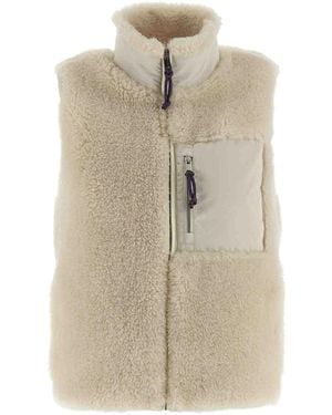 Tory Burch Colorblock Highpile Vest - Natural