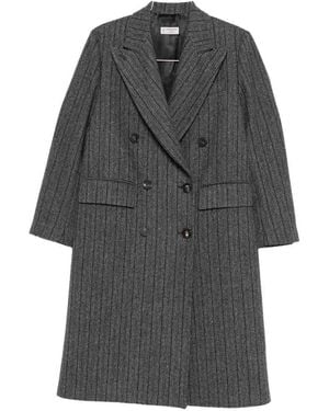 Alberto Biani Wool Double-Breasted Coat - Gray