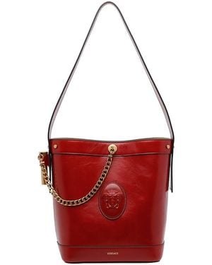 Versace Pivot Small Bucket Bag - Red