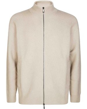 Drumohr Cardigan Zip Garzato - Neutro