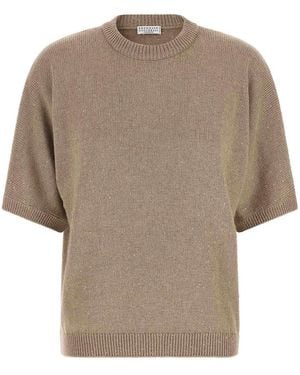 Brunello Cucinelli Pull Col Rond - Neutre
