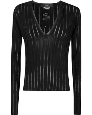 SAPIO Viscose Crepe De Chine V Neck Jumper - Black