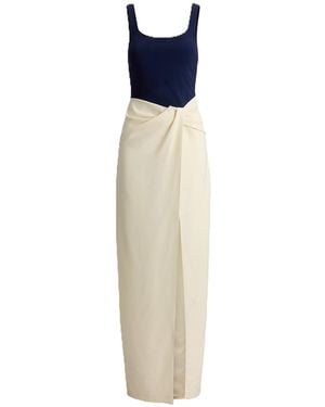Ralph Lauren Woven-Slim-Dresses-Double Crepe - Blue