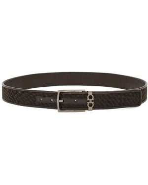 Ferragamo Basketweave Effect Leather Belt - White