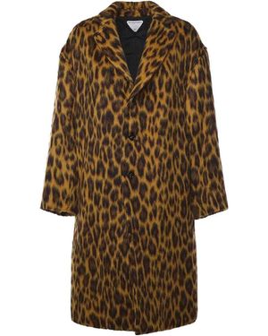 Bottega Veneta Alpaca And Wool Animal Print Coat - Black