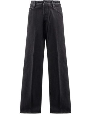 DSquared² Leather-Patch Jeans - Blue