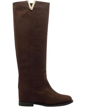 Via Roma 15 Leather V Boots - Brown