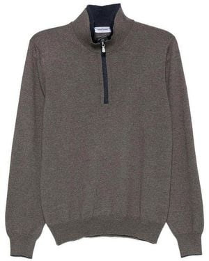 Gran Sasso Wool Quarter-Zip Sweater - Gray