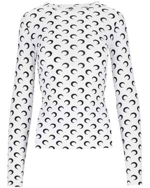 Marine Serre Round Neckline Top - White
