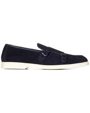 Doucal's Suede Double Monk Strap Loafers Wit - Blue