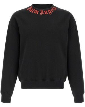 Palm Angels Neck Logo Sweatshirt - Black