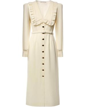 Alessandra Rich Wool Midi Dress - Natural
