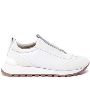 Brunello Cucinelli Bead-Embellished Low Top Trainers - White