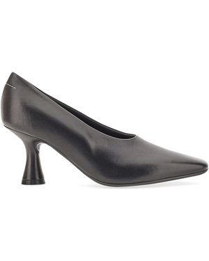 MM6 by Maison Margiela Elegant Leather Court Shoes With 7.5 Cm Heel - Grey