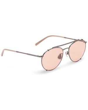 Brunello Cucinelli Round Titanium Sunglasses - Pink