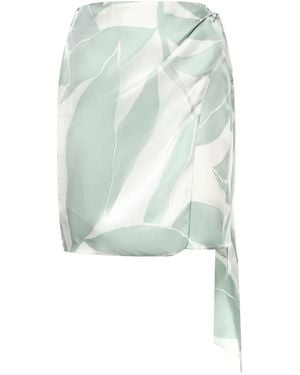 Max Mara Printed Silk Twill Skirt - Blue