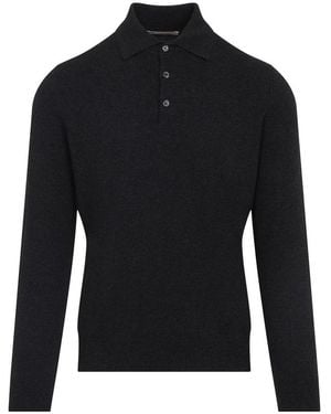Brunello Cucinelli Cashmere Ls Polo - Black