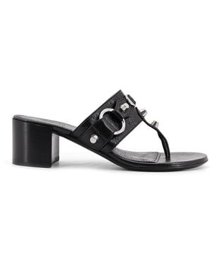 Balenciaga City Tong Leather Heeled Sandals - White